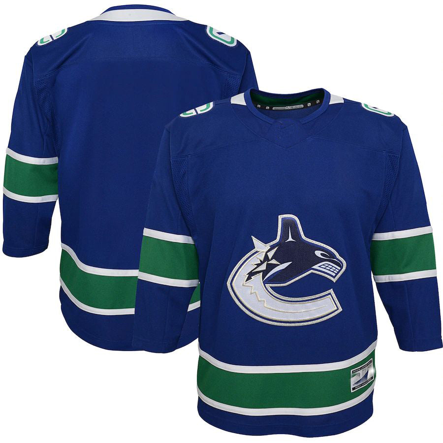 V.Canucks Premier Jersey Blue Stitched American Hockey Jerseys