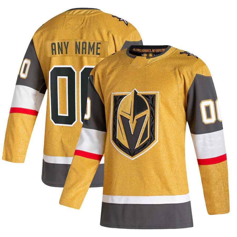 Custom V.Golden Knights 2020-21 Home Authentic Jersey Gold Stitched American Hockey Jerseys