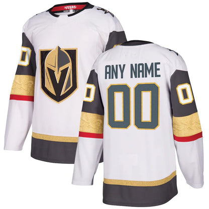 Custom V.Golden Knights Away Authentic Jersey White Gray Stitched American Hockey Jerseys