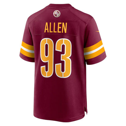 W.Commanders #93 Jonathan Allen Burgundy Game Jersey Stitched American Football Jerseys