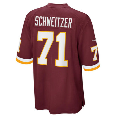 W.Football Team #71 Wes Schweitzer Burgundy Game Player Jersey Stitched American Football Jerseys