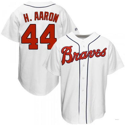 Atlanta Braves #44 Hank Aaron White 1963 Throwback Stitches Baseball Jerseys