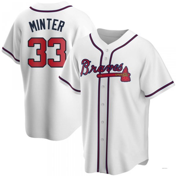 Atlanta Braves #33 A.J. Minter White Home Jersey Stitches Baseball Jerseys