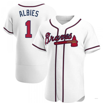 Atlanta Braves #1 Ozzie Albies White Home Jersey Stitches Baseball Jerseys