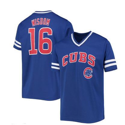 Chicago Cubs #16 Patrick Wisdom Royal Player Logo Jersey Baseball Jerseys