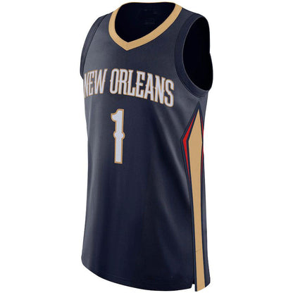 NO.Pelicans #1 Zion Williamson Authentic Player Jersey Icon Edition Navy Stitched American Basketball Jersey