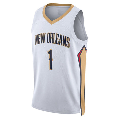 NO.Pelicans #1 Zion Williamson Unisex 2022-23 Swingman Jersey Association Edition White Stitched American Basketball Jersey